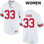 Women's Ohio State Buckeyes #33 Master Teague White Nike NCAA College Football Jersey OG PIR4544QA